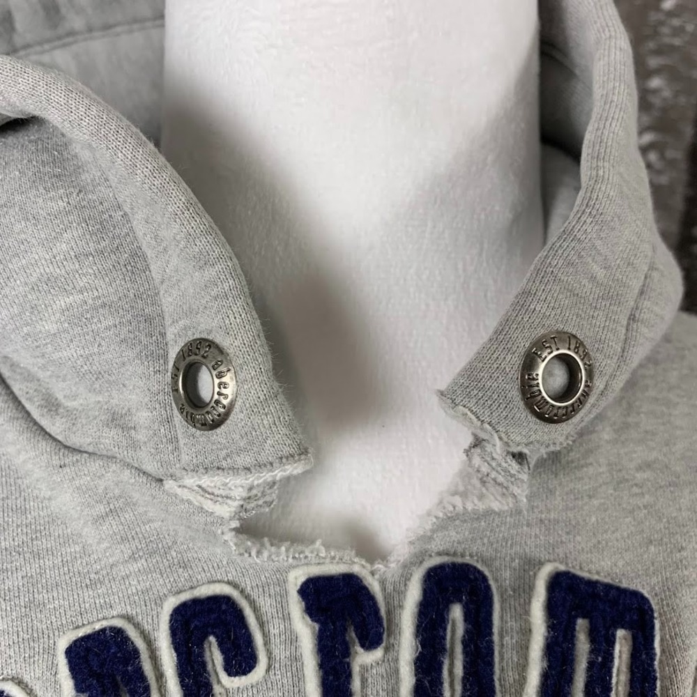 Vintage Y2K Abercrombie & Fitch Gray Pullover Hoodie Sweatshirt Preppy Juniors M - Picture 5 of 9